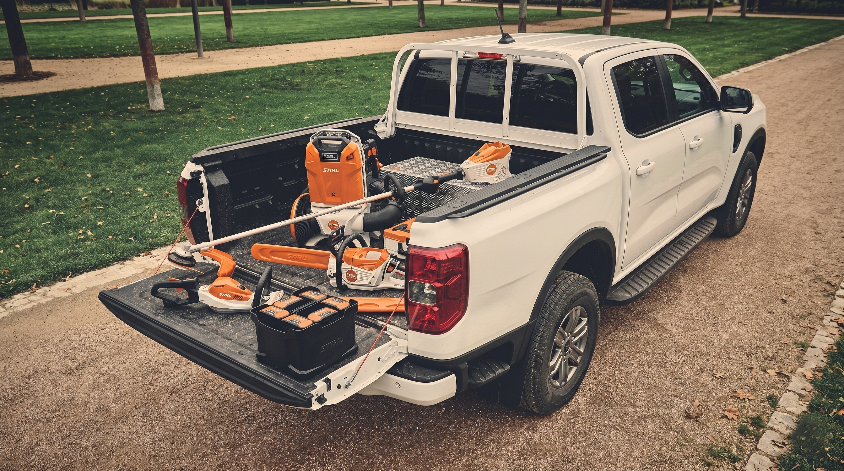 Kit completo de ferramentas STIHL a bateria em picape